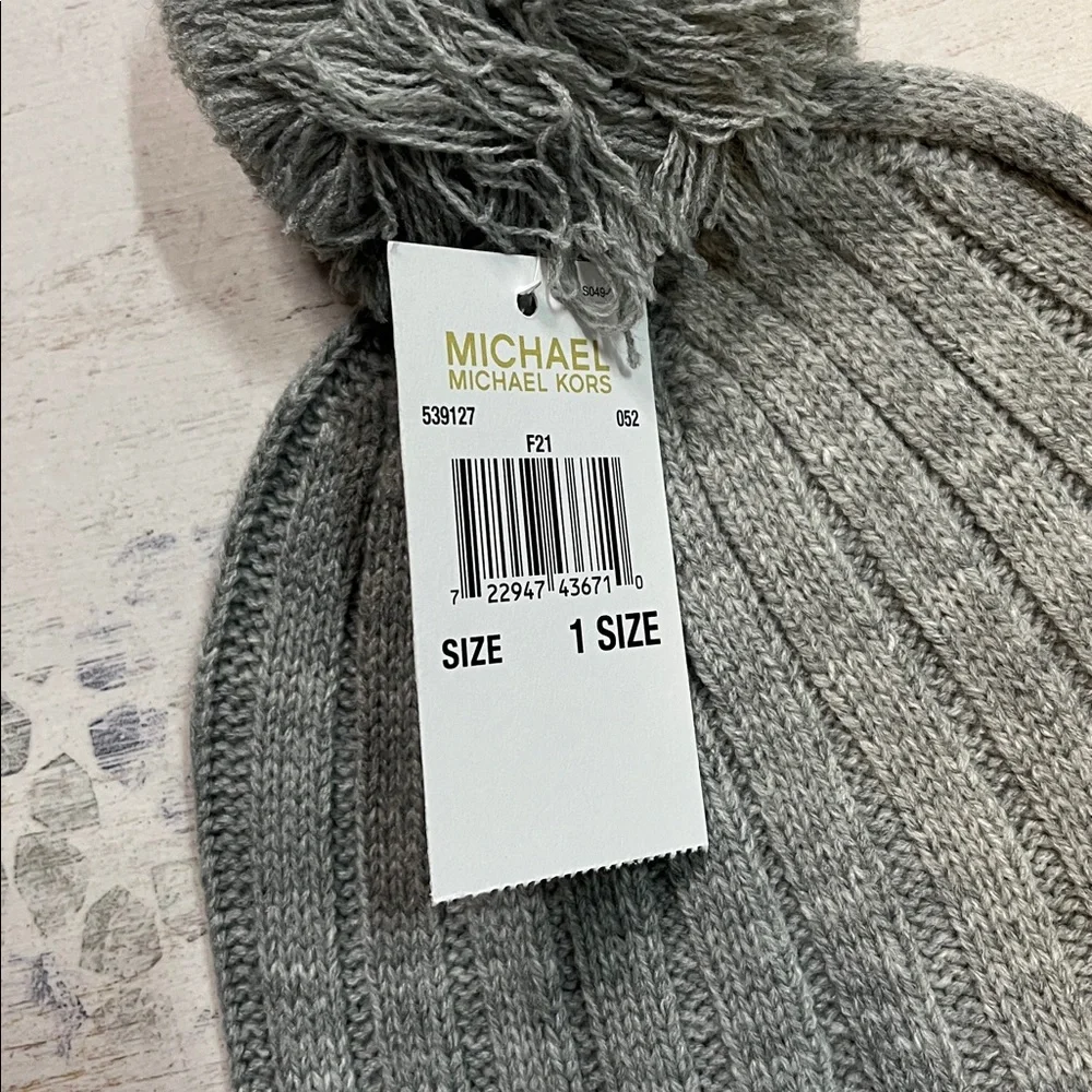 Michael Kors Charcoal Grey Knit PomPom Hat